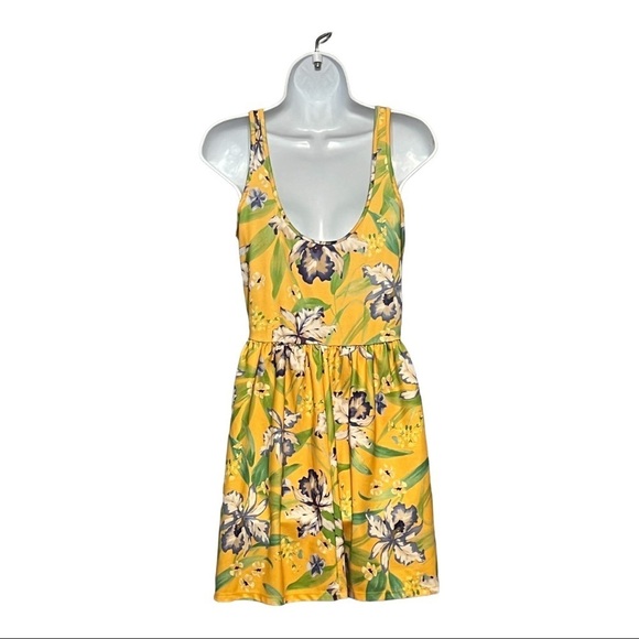 Zara Yellow Tropical Floral Mini Tank Dress Medium - Picture 4 of 7